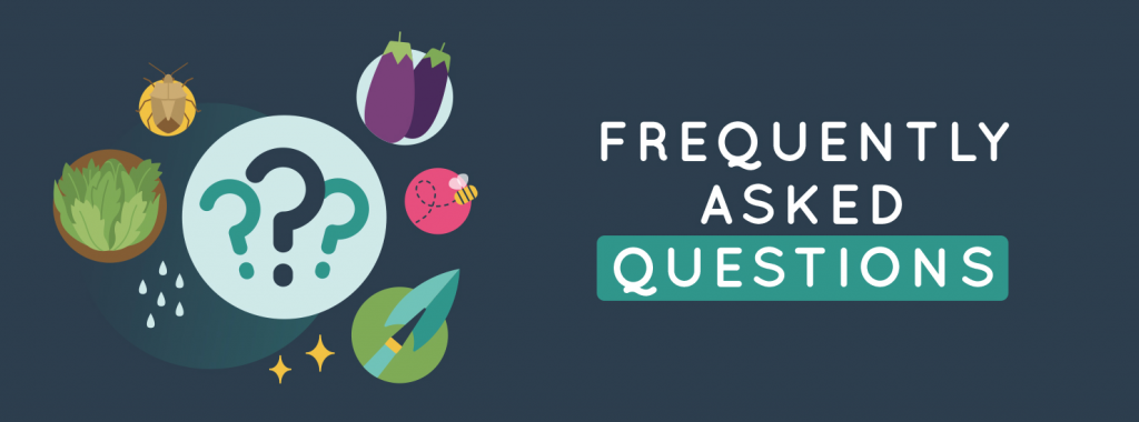Organic Gardening Icons representing Frequently asked questions